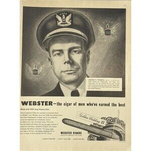 Webster Cigars "George T Tremble Piolet United Airlines" Vintage Print Ad 1949